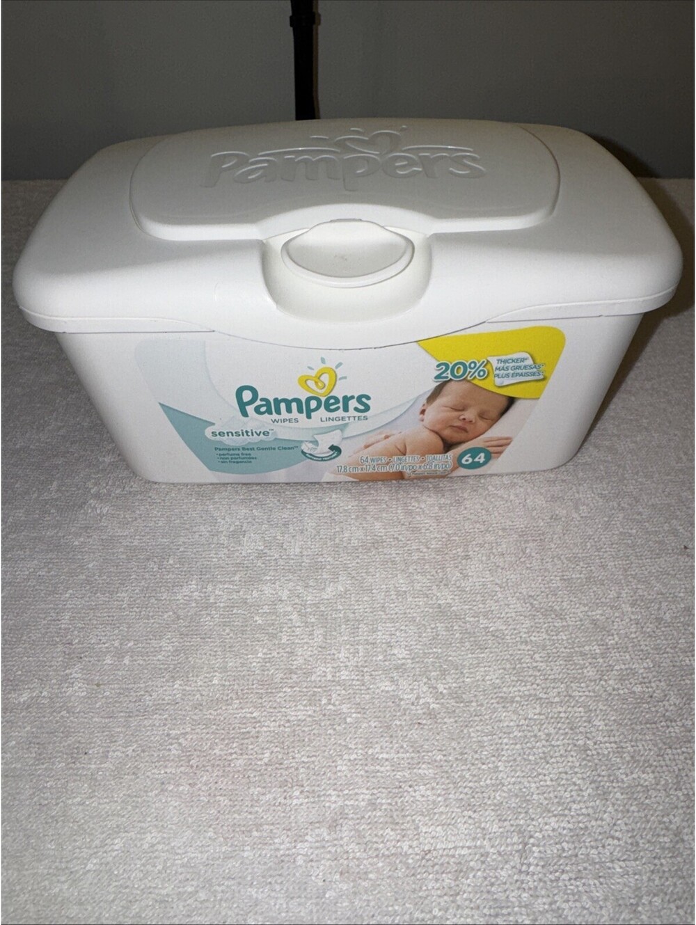 Pampers Sensitive Baby Wipes Plastic Pop Up Refillable Container 64 Count EMPTY